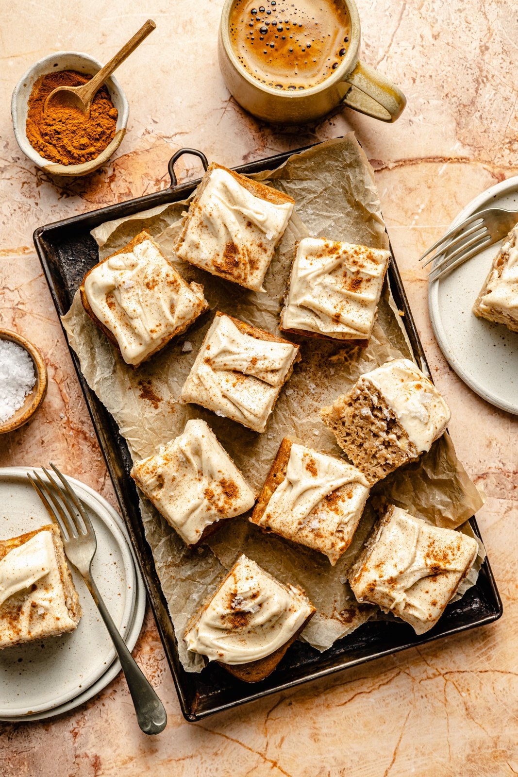 apple snacking cake on a baking sheet