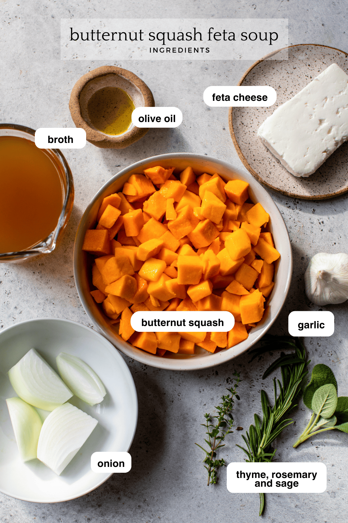 Butternut Squash Feta Soup ingredients