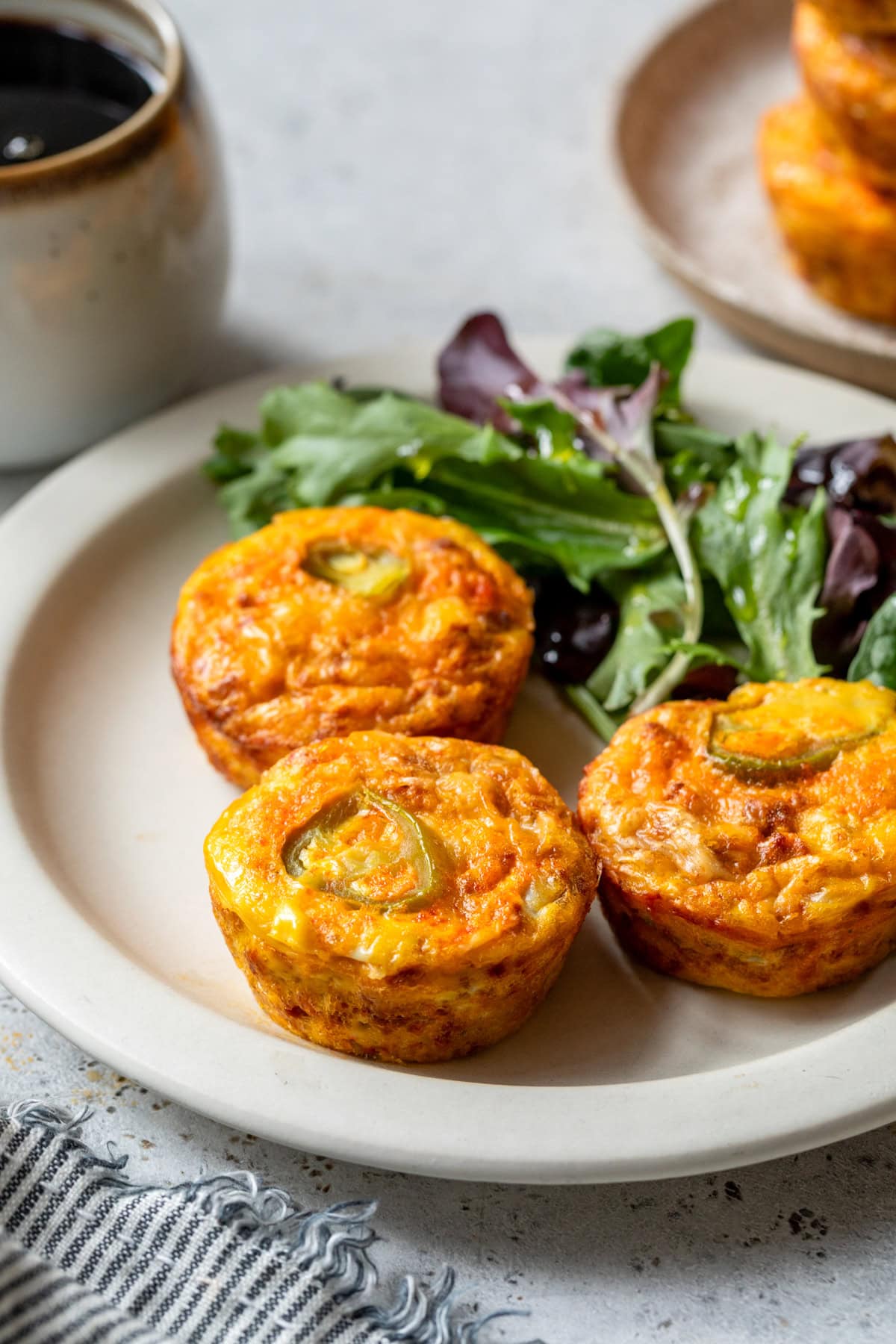 Chorizo Egg Bites with salad