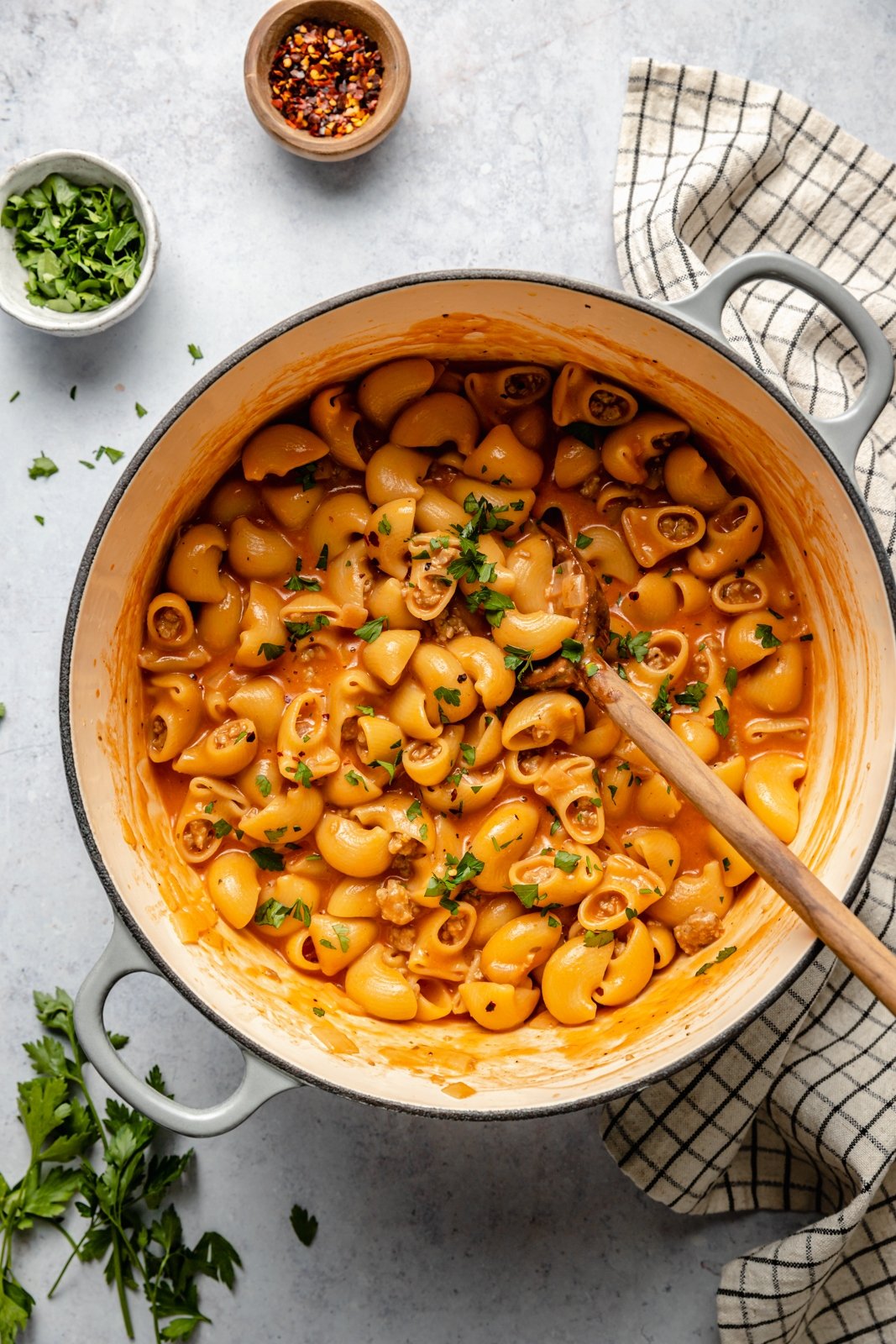 healthy hamburger helper in a pot