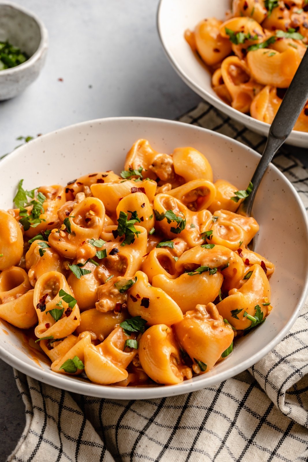 healthy hamburger helper in a bowl