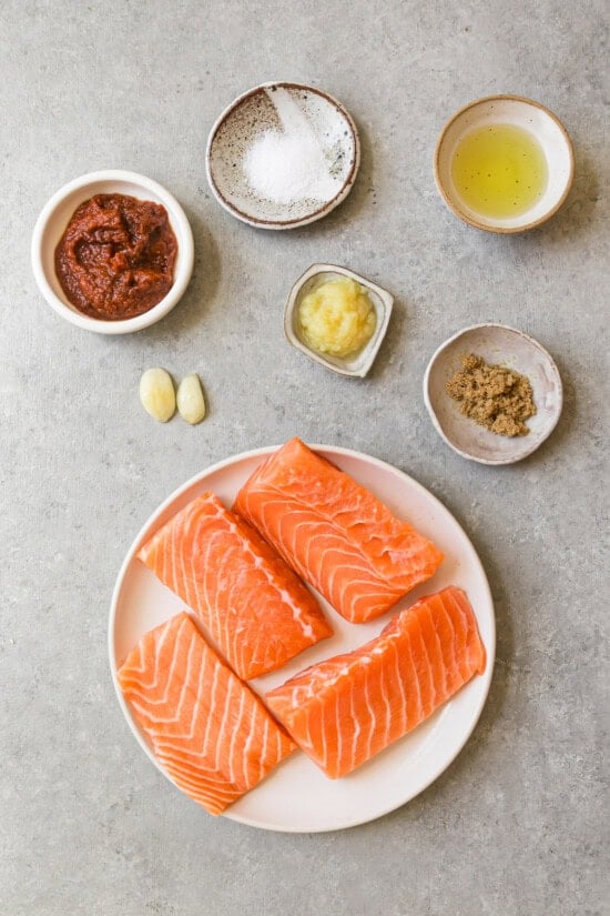 Ingredients to season the red curry salmon.