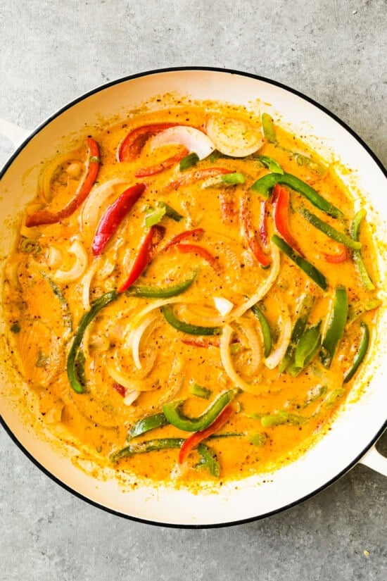 Coconut curry sauce with vegetables.