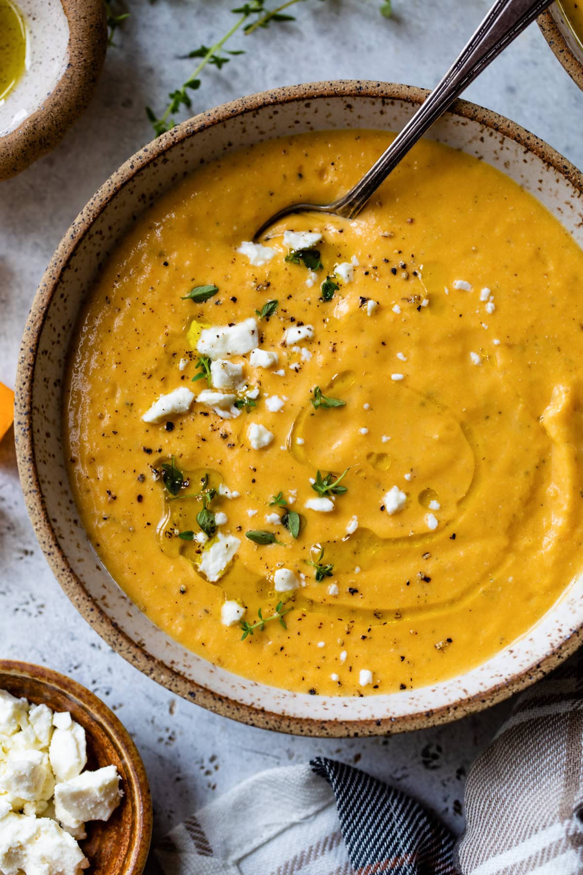 Roasted Feta and Butternut Squash Sheet Pan Soup