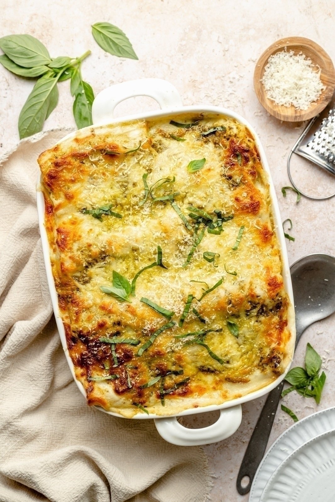 mushroom chicken lasagna roll ups in a pan