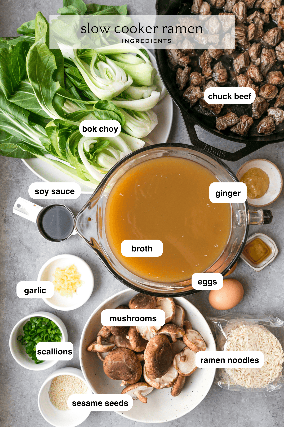 Slow Cooker Beef Ramen ingredients