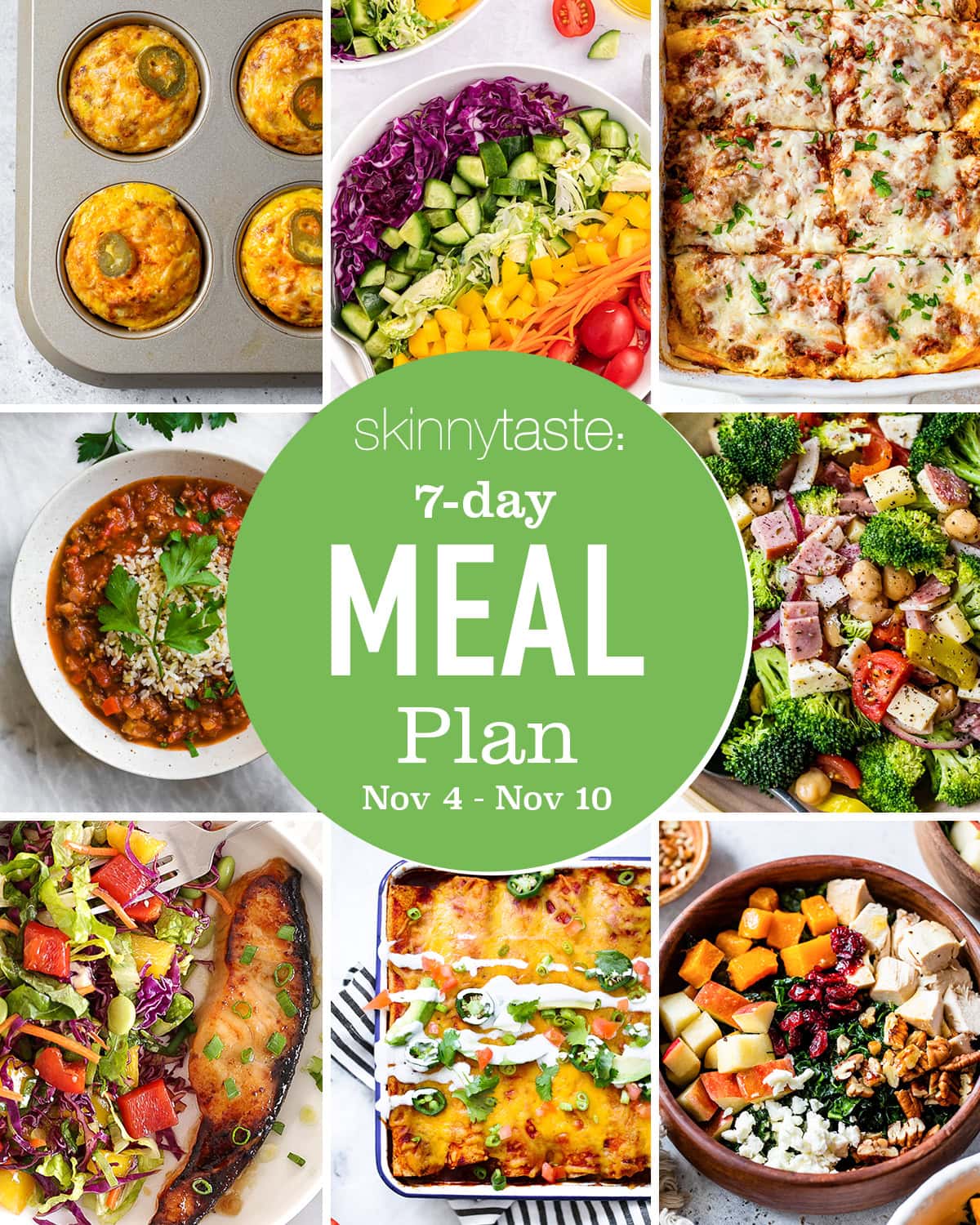 Free 7 Day Healthy Meal Plan (November 4-10)