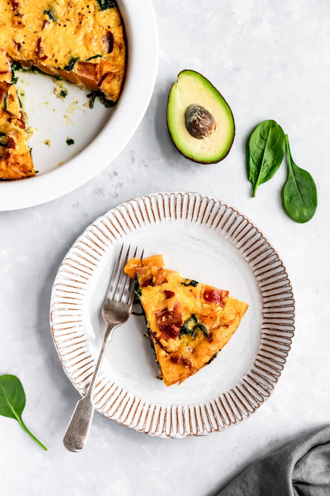 butternut squash quiche slice on a plate
