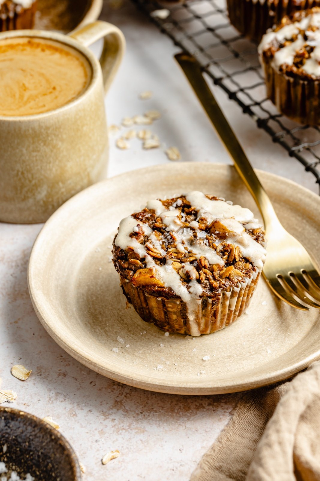 gingerbread baked oatmeal cup on a plate