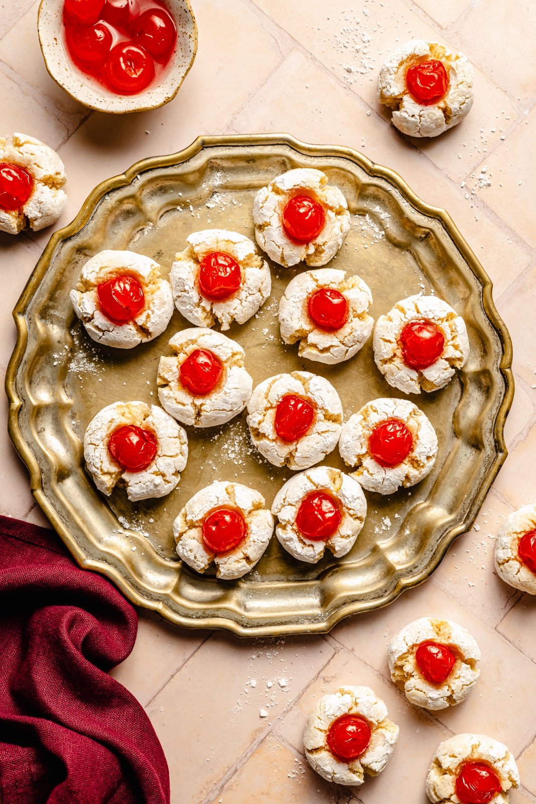 platter of Italian almond cherry cookies