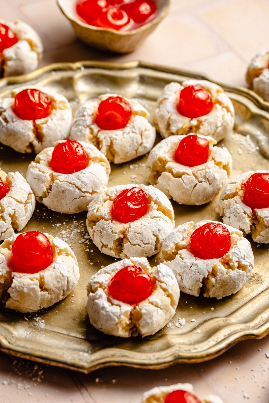 gluten-free cherry almond cookies on a platter