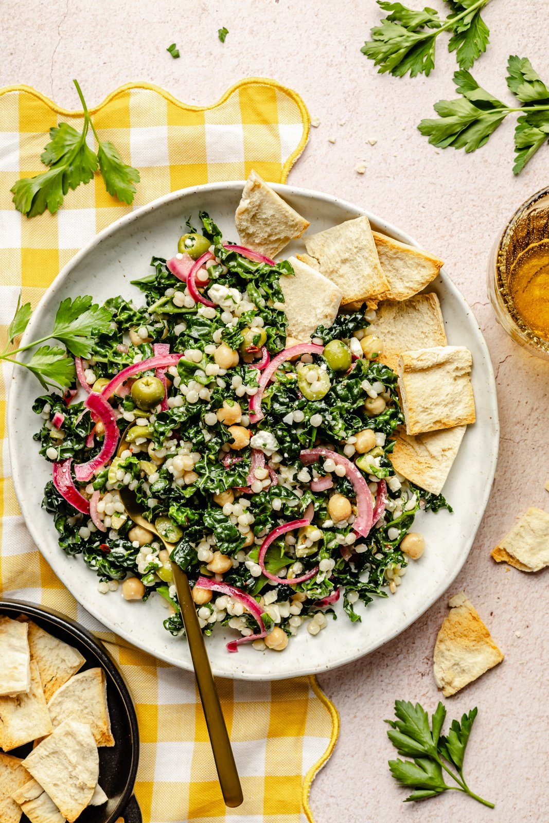 kale couscous salad on a plate