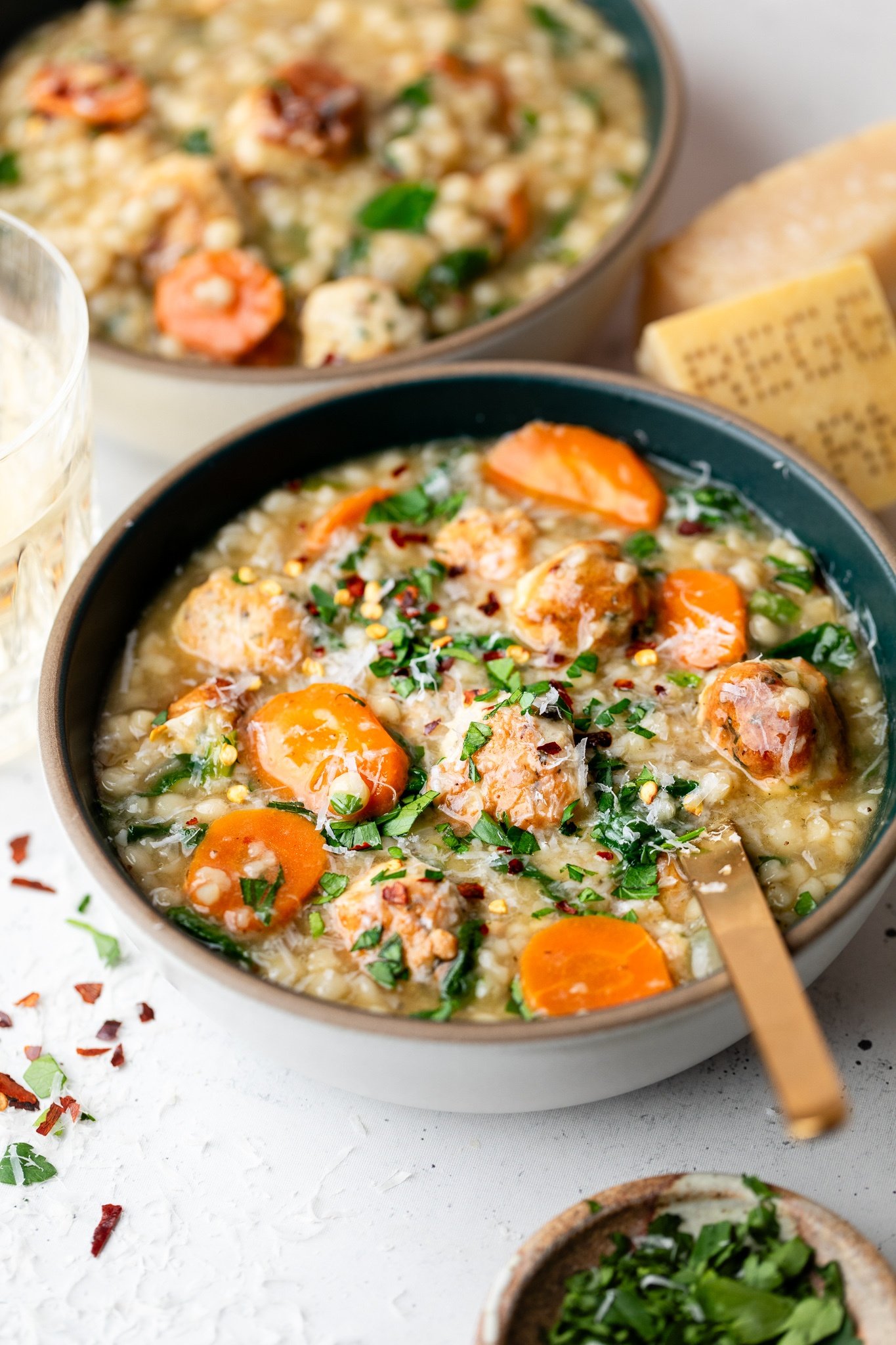 Italian wedding soup in a bowl