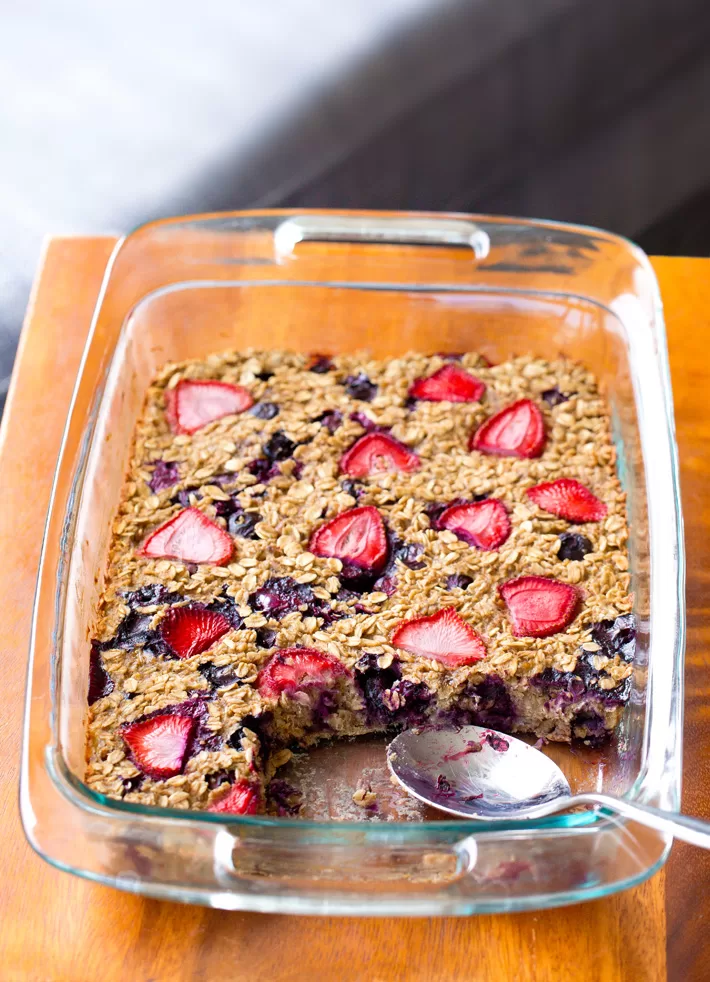 Baked Oatmeal in a casserole pan