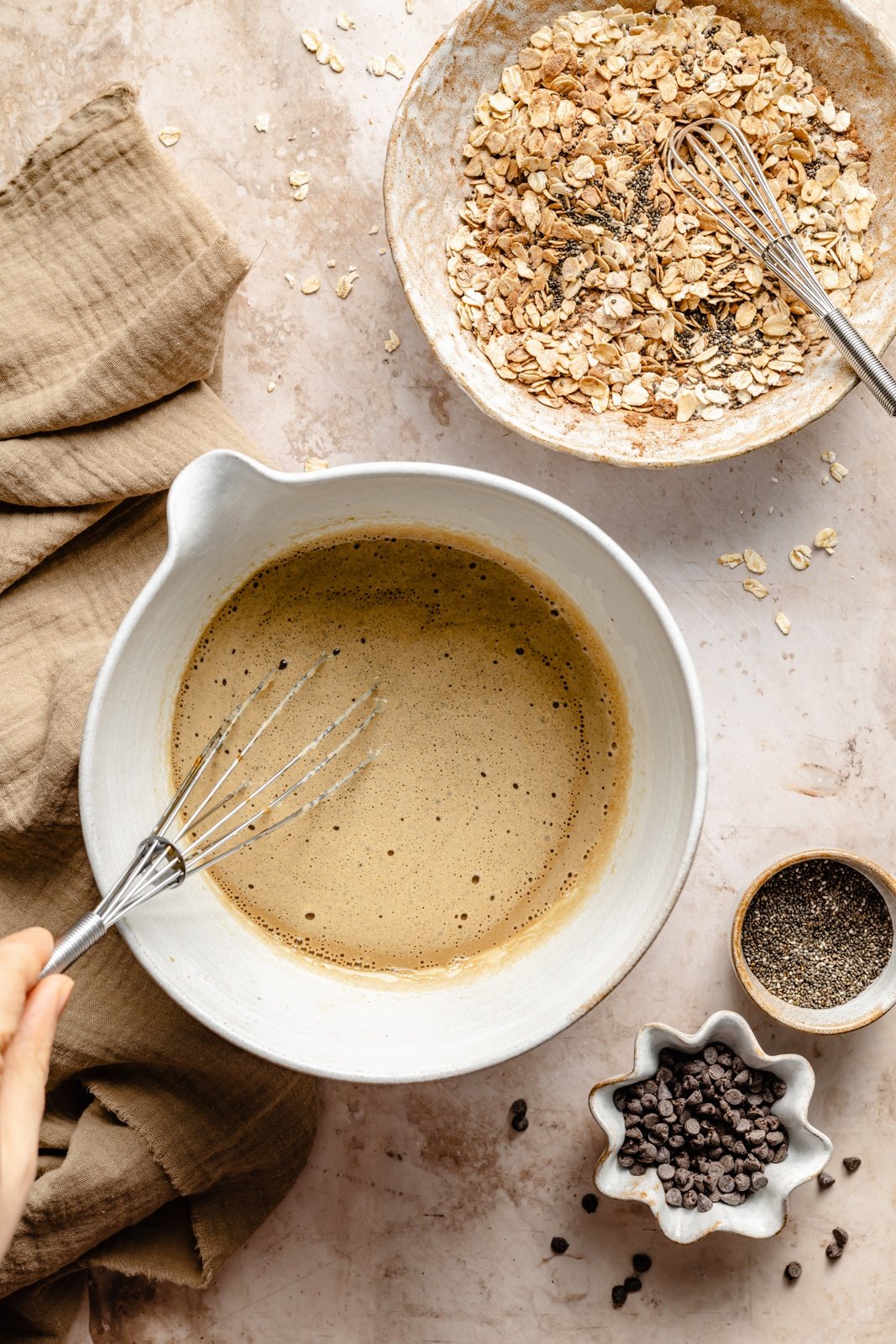 whisking ingredients for protein-packed coffee overnight oats