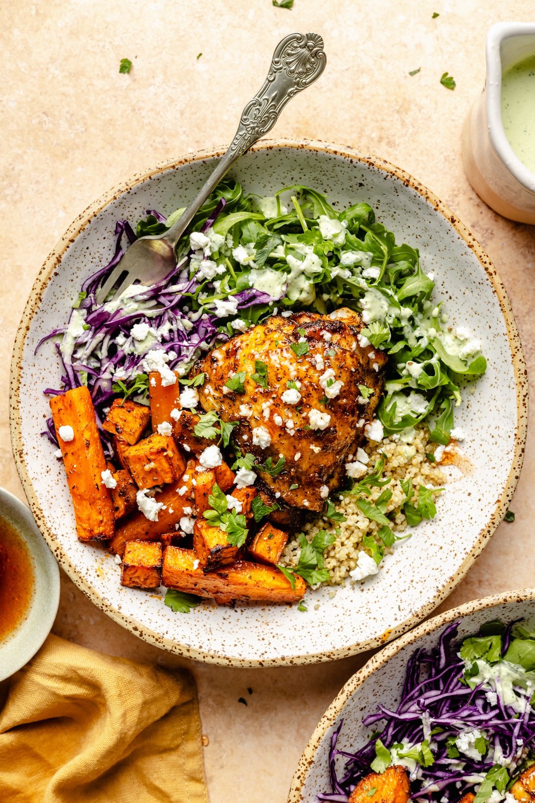 hot honey chicken bowl with veggies