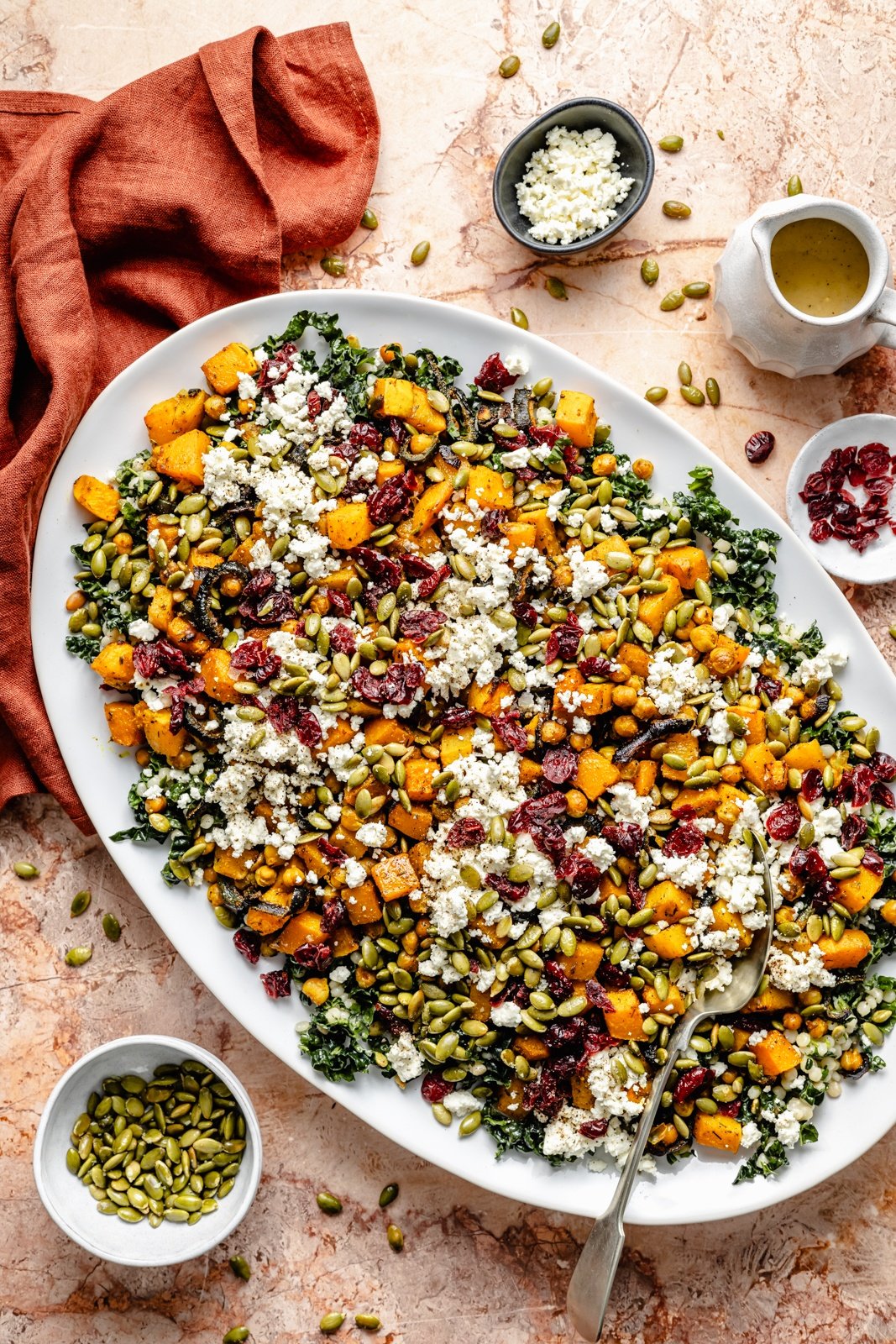 roasted vegetable couscous salad on a platter