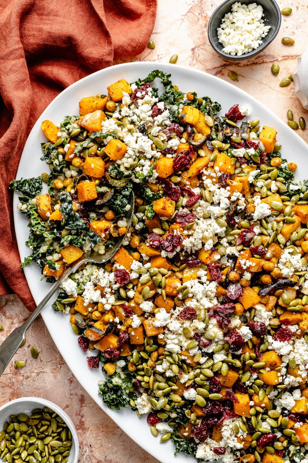 harvest couscous salad on a platter