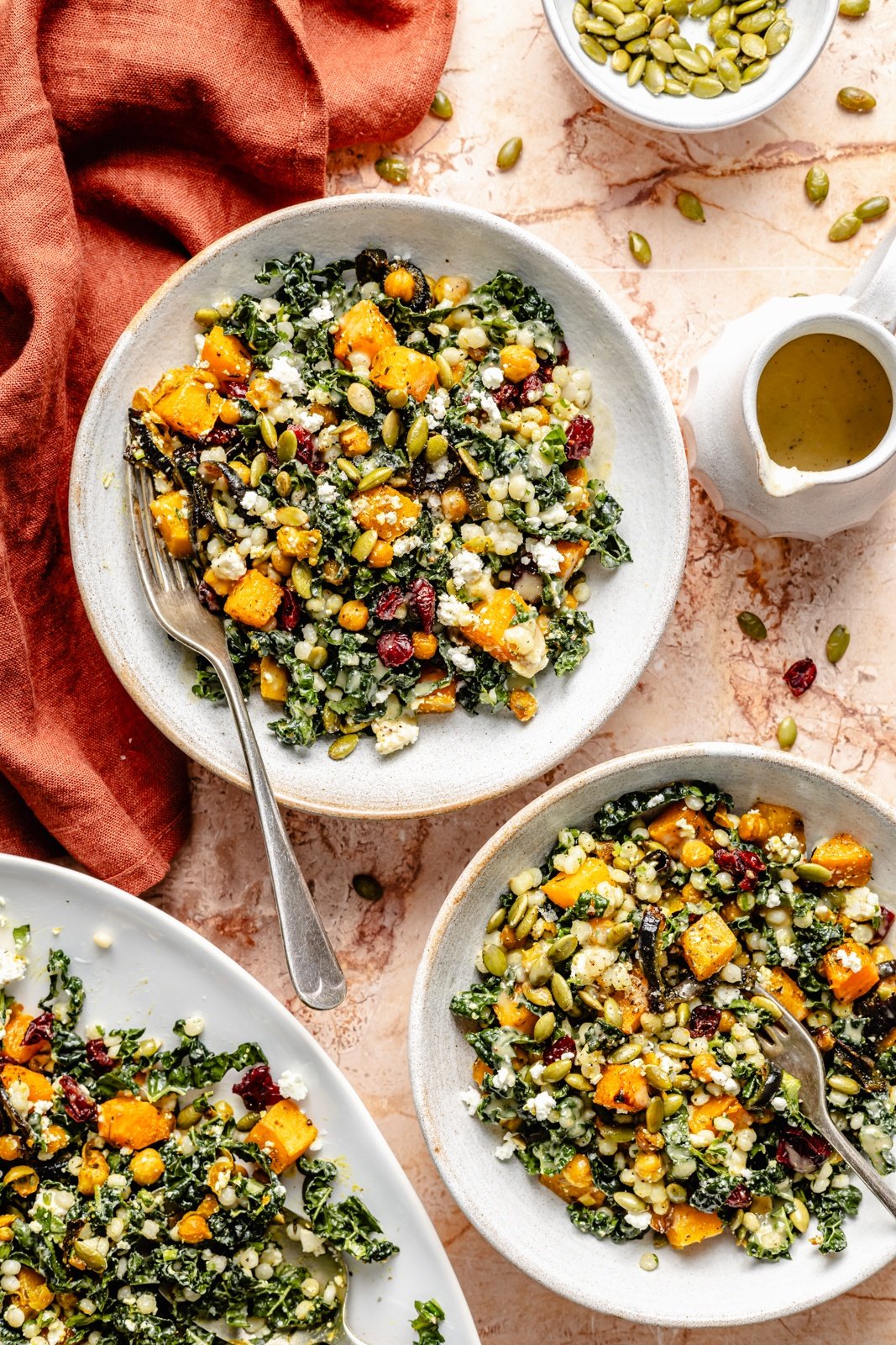 harvest couscous salad in bowls