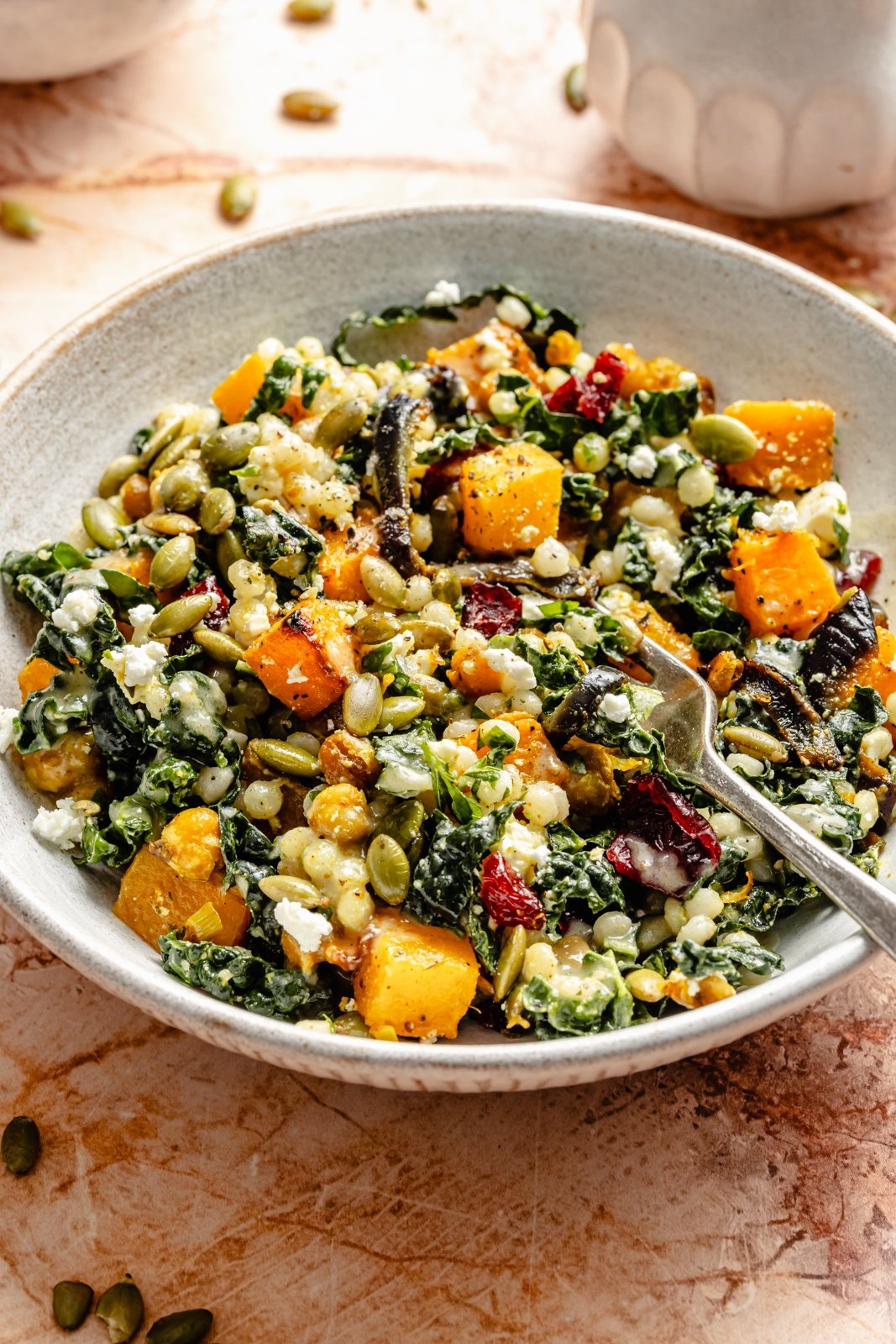 roasted vegetable harvest salad in a bowl