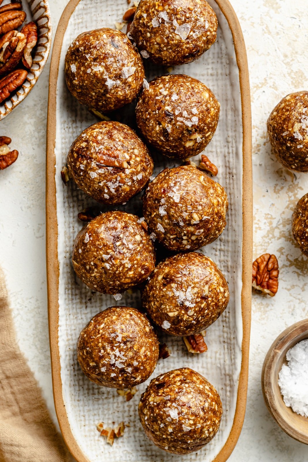pecan pie energy bites on a tray