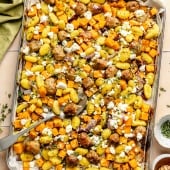 sheet pan butternut squash gnocchi with sausage