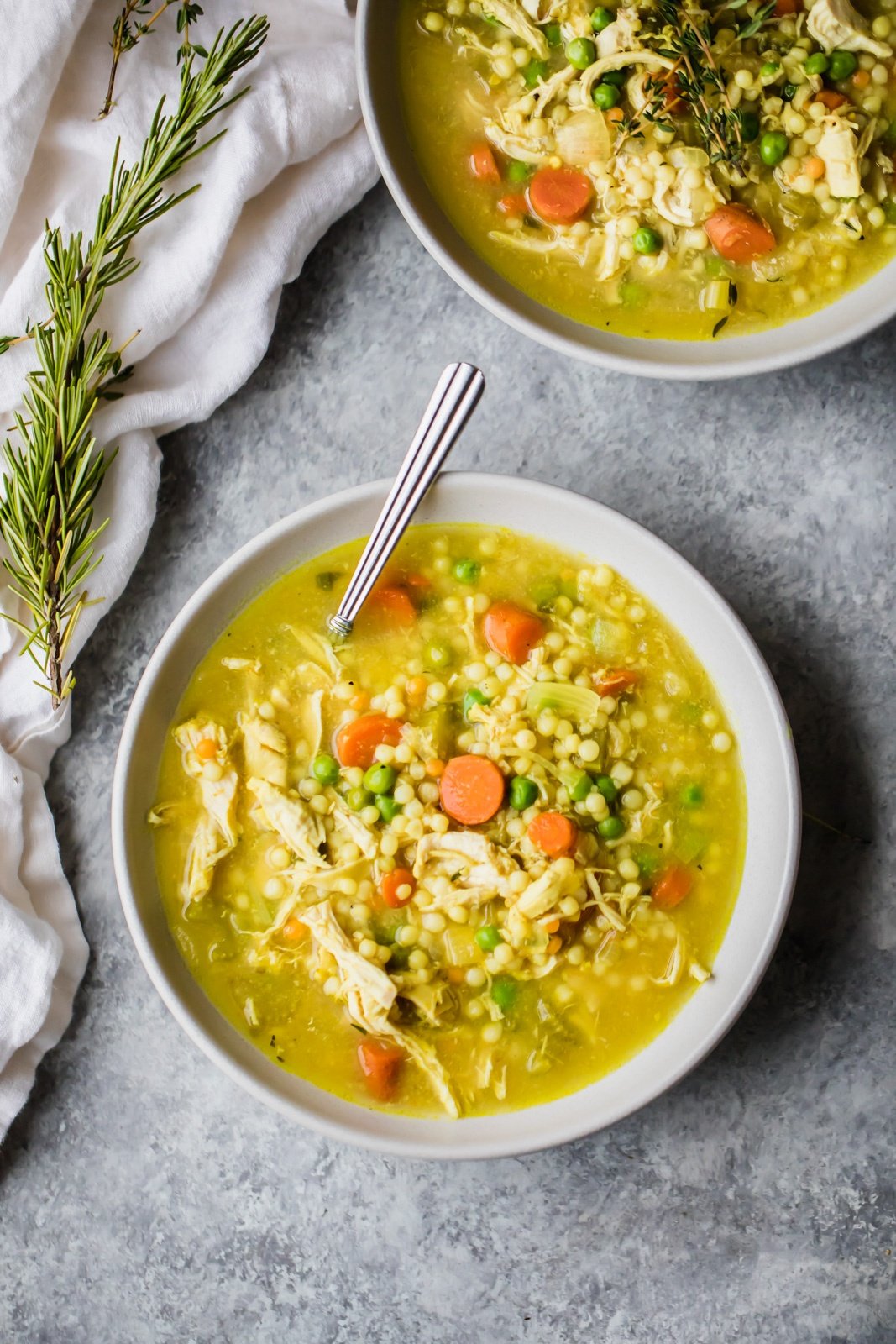 chicken soup in a bowl