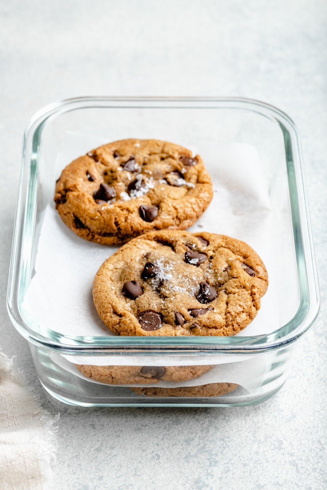 frozen cookies in a glass container