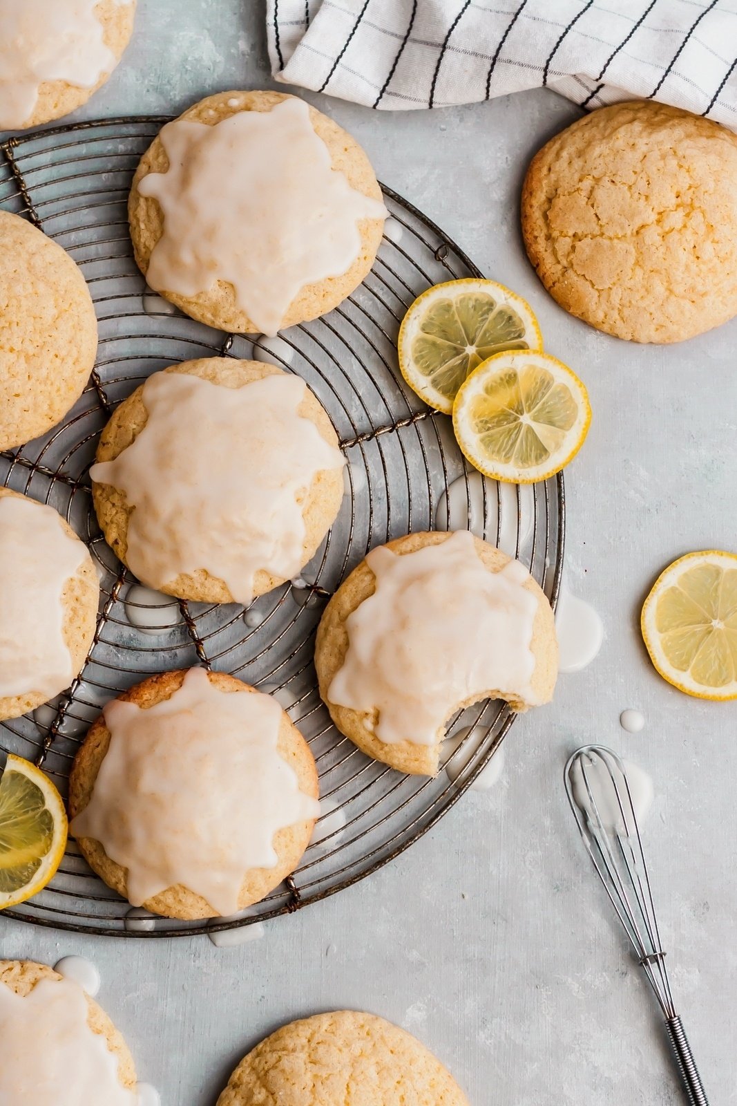 lemon cookies on a wire rack