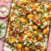 sheet pan salmon with potatoes and chickpeas