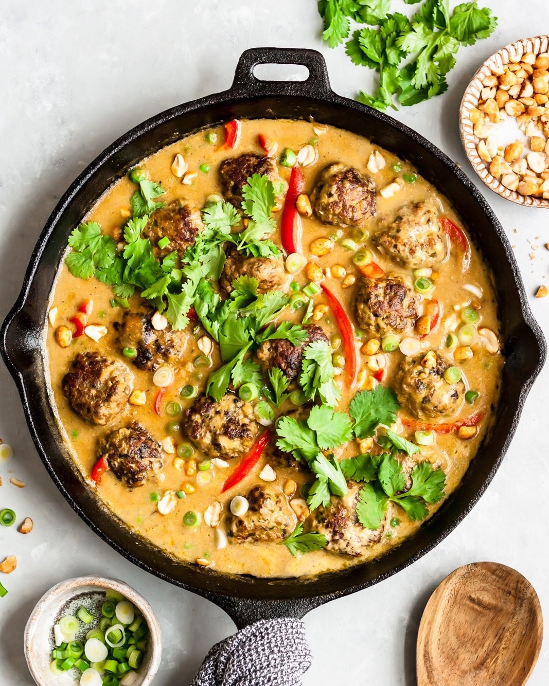 cilantro chicken meatballs in mango coconut sauce