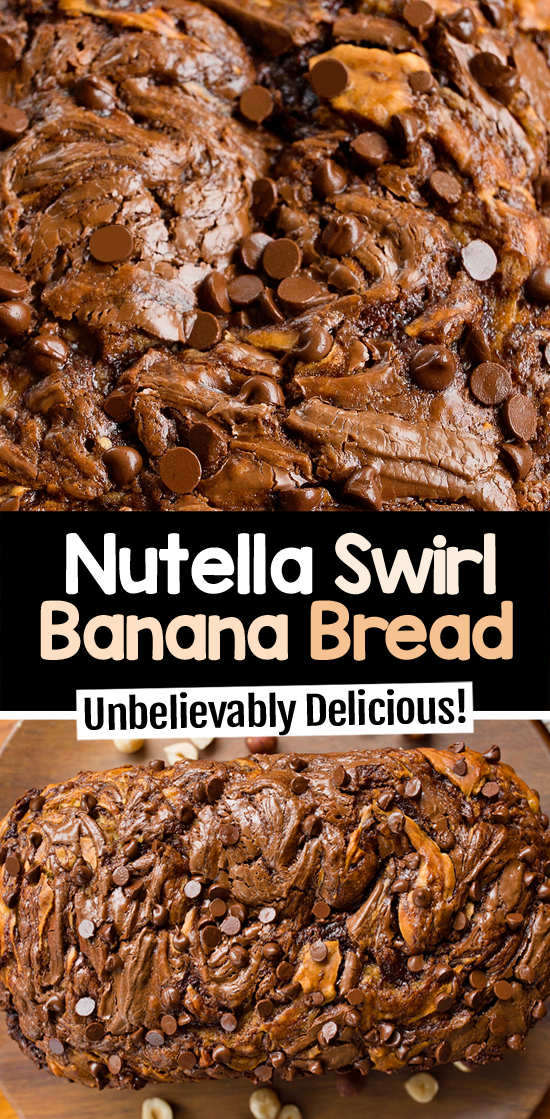 Nutella Swirled Banana Bread - Healthy Breakfast Or Dessert