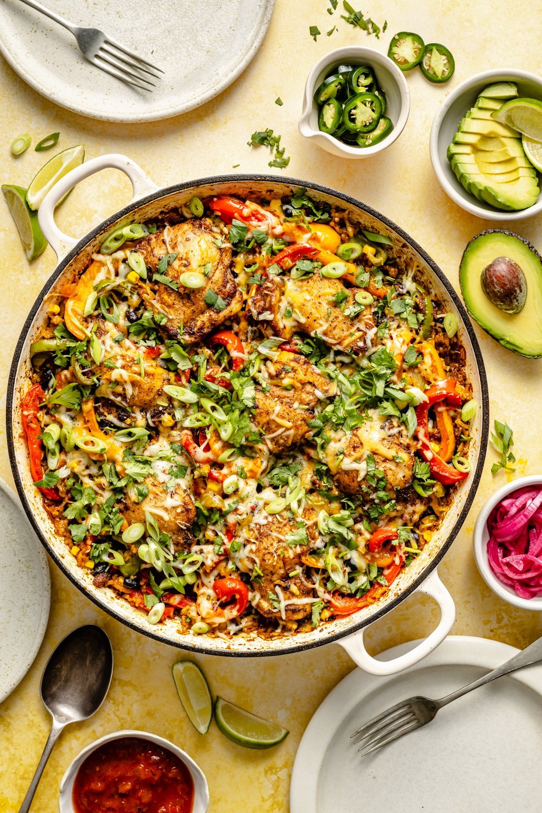 fajita chicken and rice skillet in a large pan