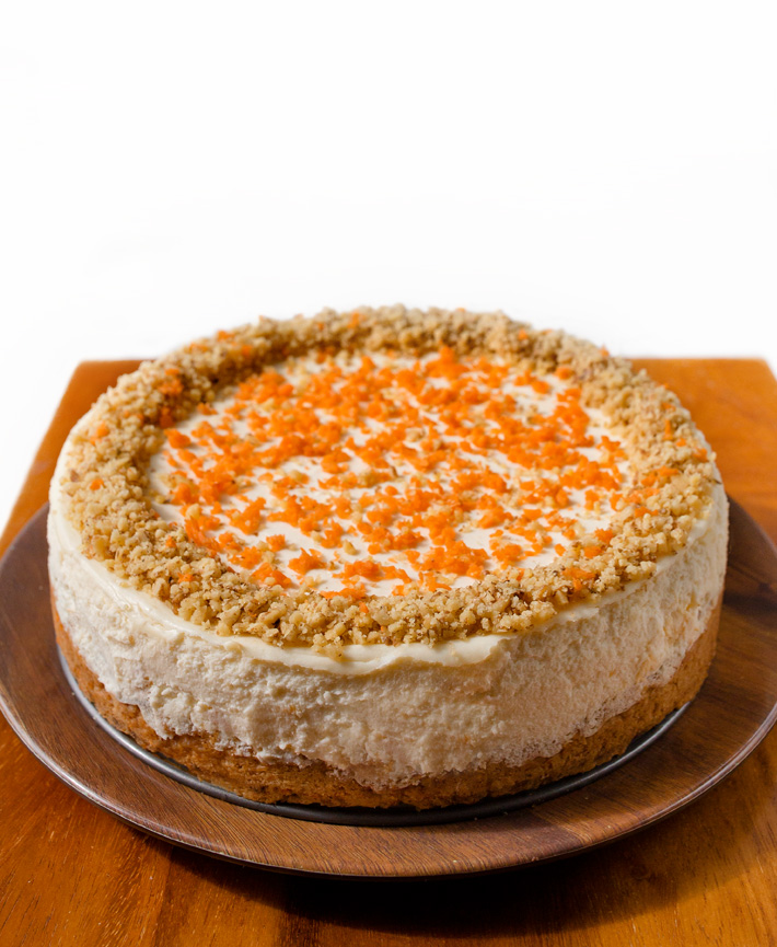 Whole Carrot Cake Cheesecake With Walnuts Decorated Easter Recipe