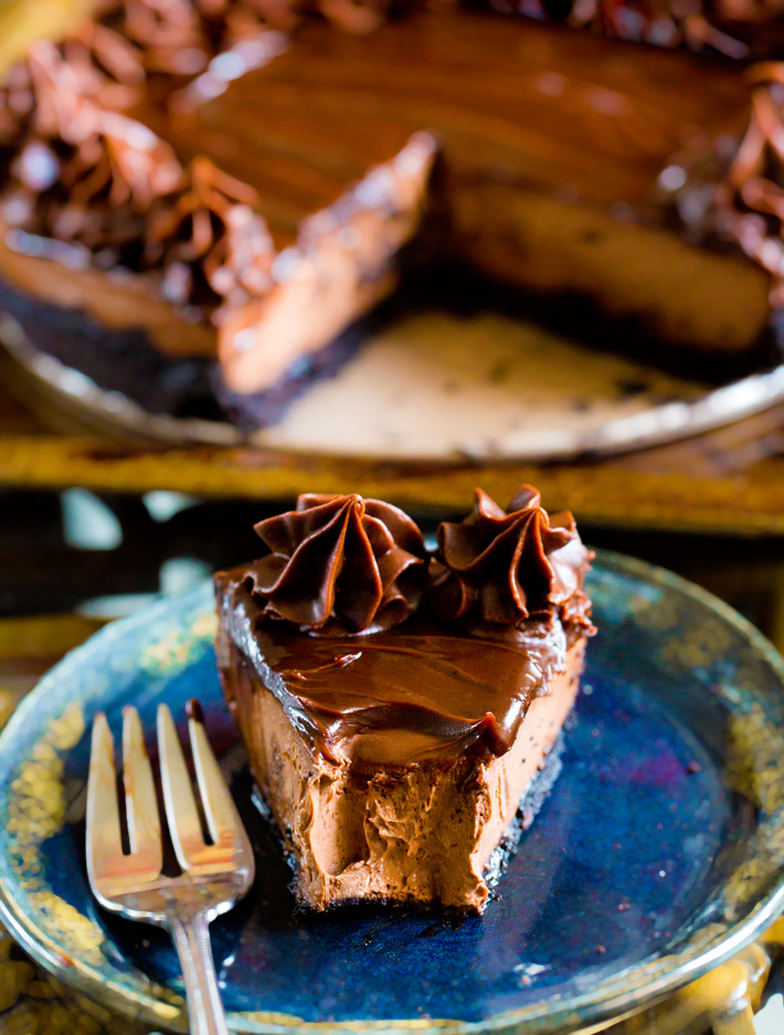 Chocolate Cheesecake Slice Decorated