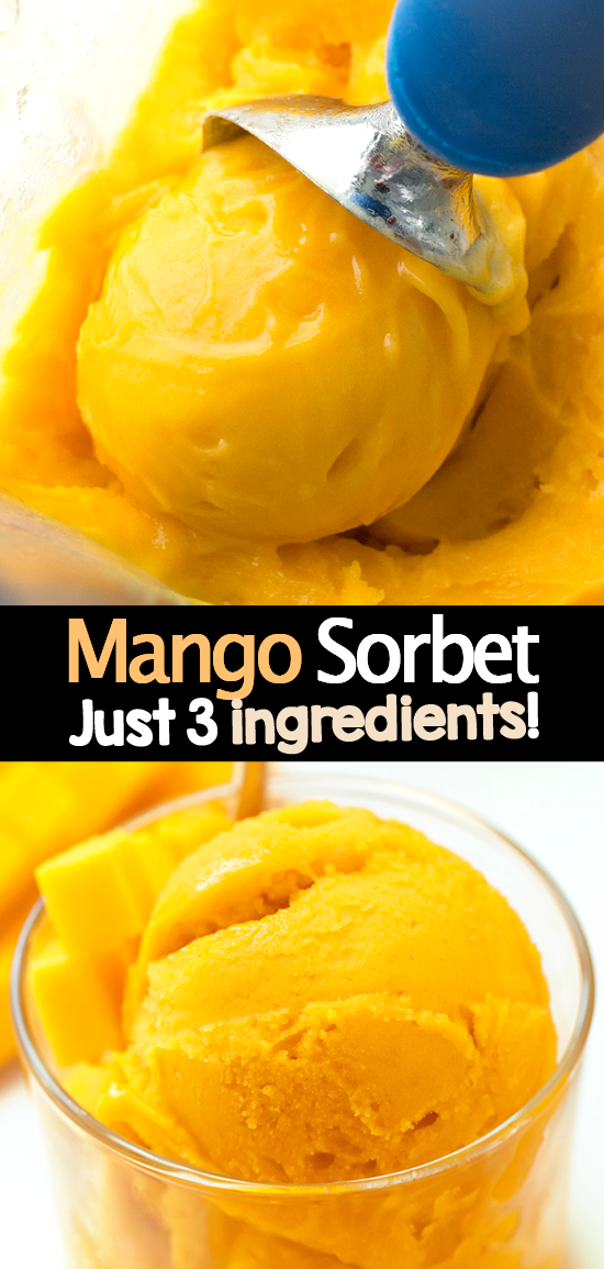 3 ingredient Mango Sorbet Recipe (Easy, Vegan)