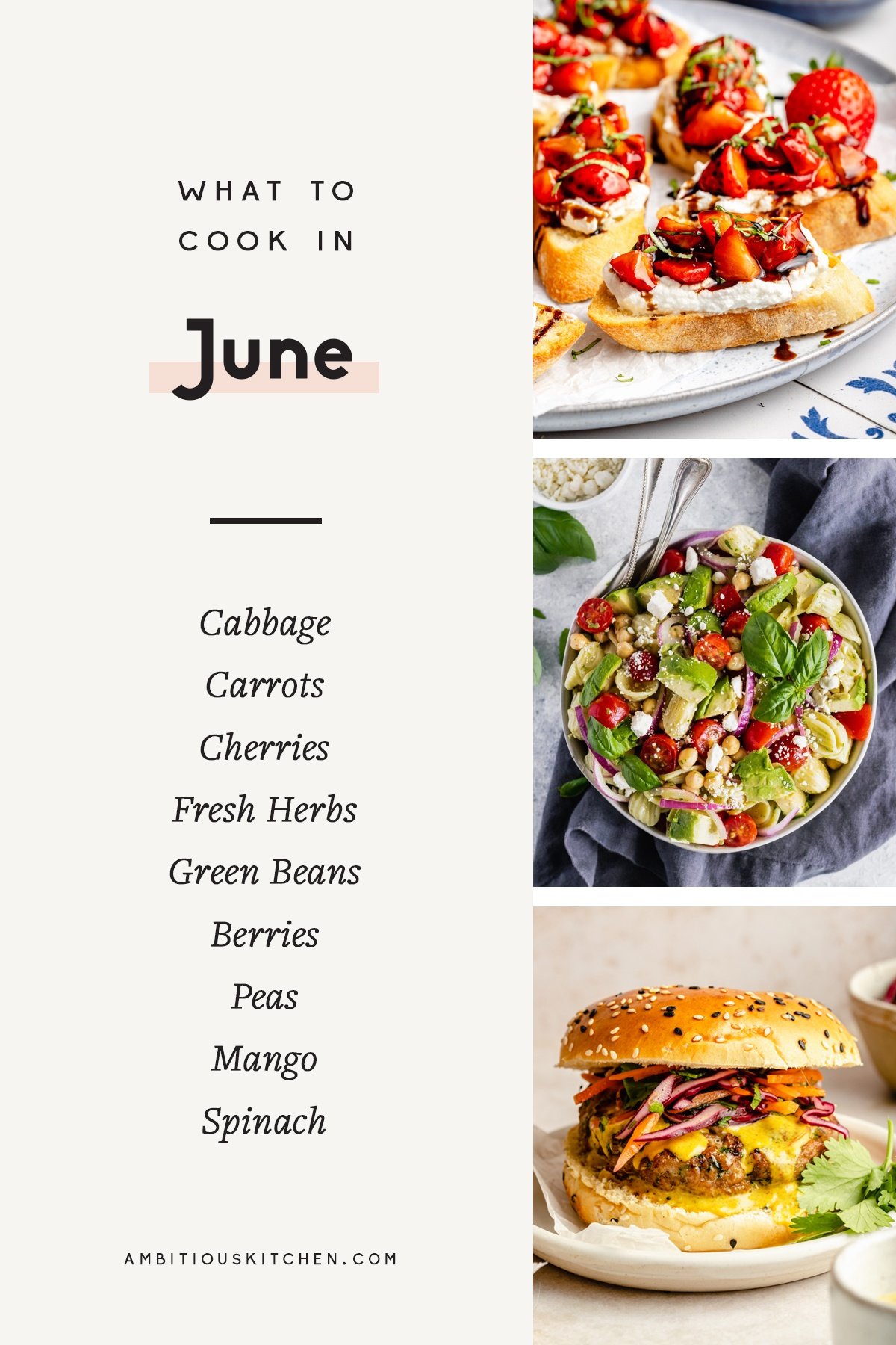 collage of recipes to cook in June
